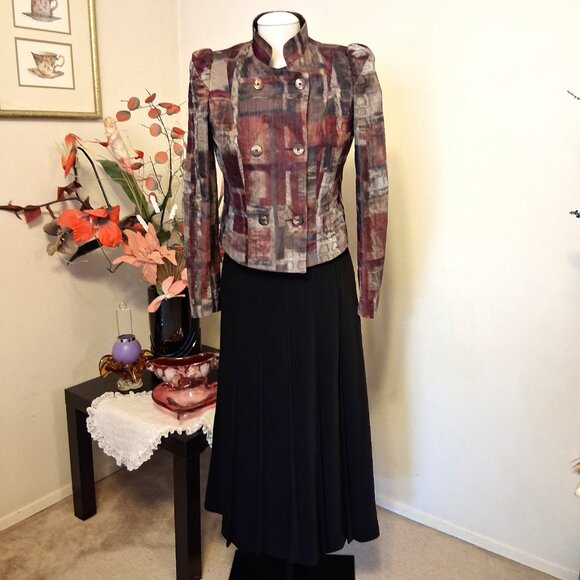 NWT Simon Chang Purple Multicolor Double-Breasted Blazer Jacket 6 S - Picture 6 of 14